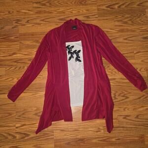 Red Cardigan with shirt size Small